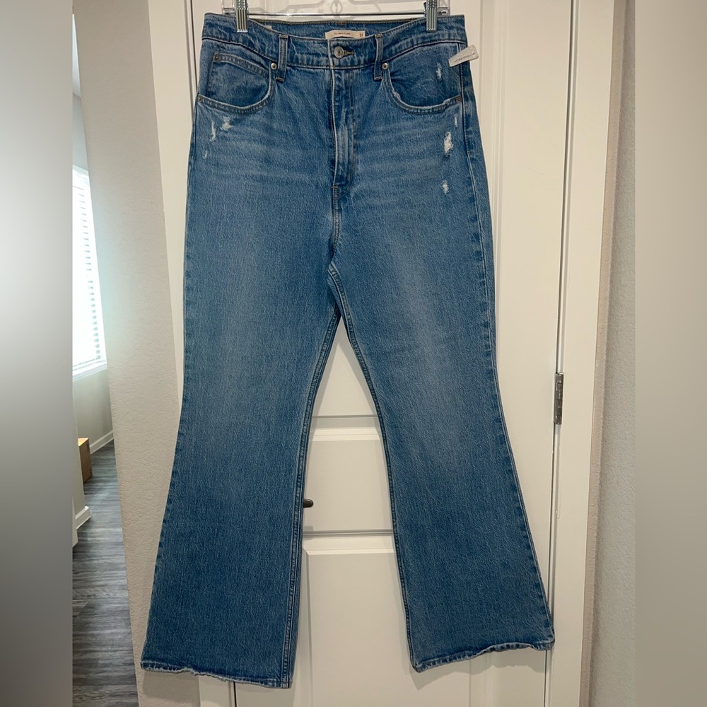 NWT Free People Marine Babe Easy Street Levi Flare Jeans size 31/12 - Picture 7 of 13